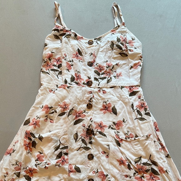 Garage Floral Button-Down Mini Dress - Pink and White - Picture 1 of 6